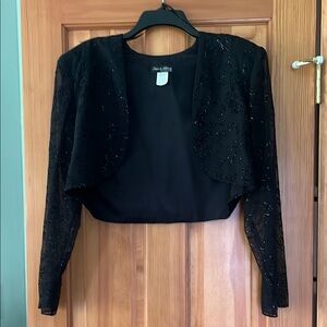 Dave & Johnny by Laura Ryner Elegant Black Beaded Bolero Jacket